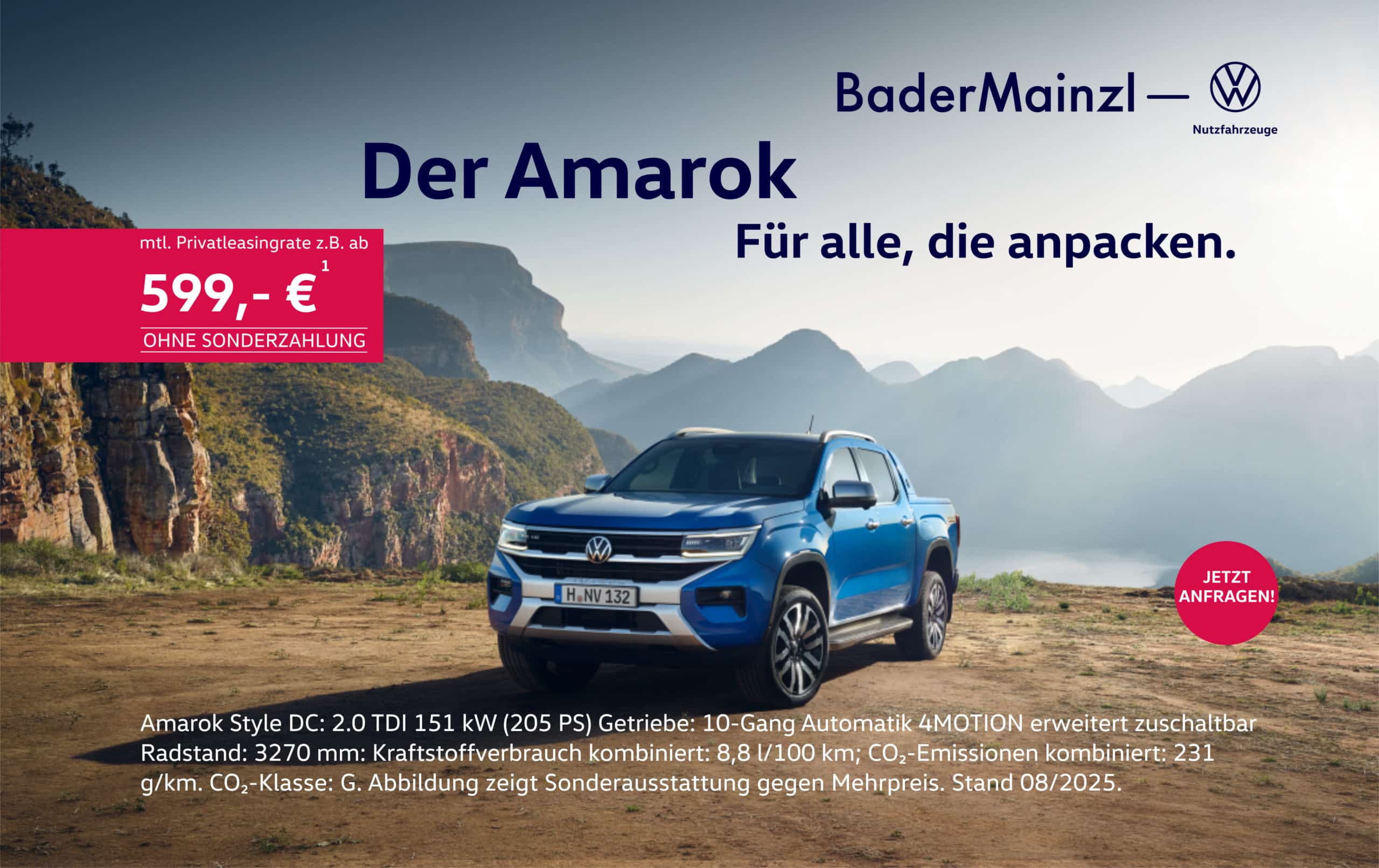 VW Amarok Blau Berge