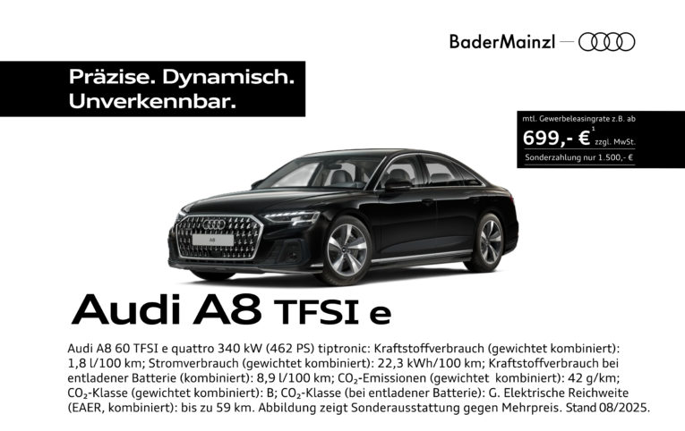 Audi A8 e-hybrid schwarz