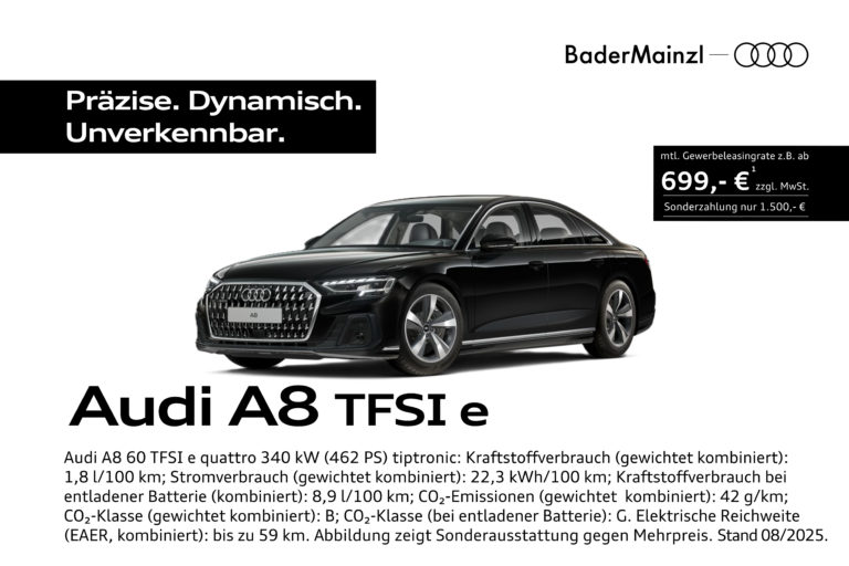 Audi A8 e-hybrid schwarz