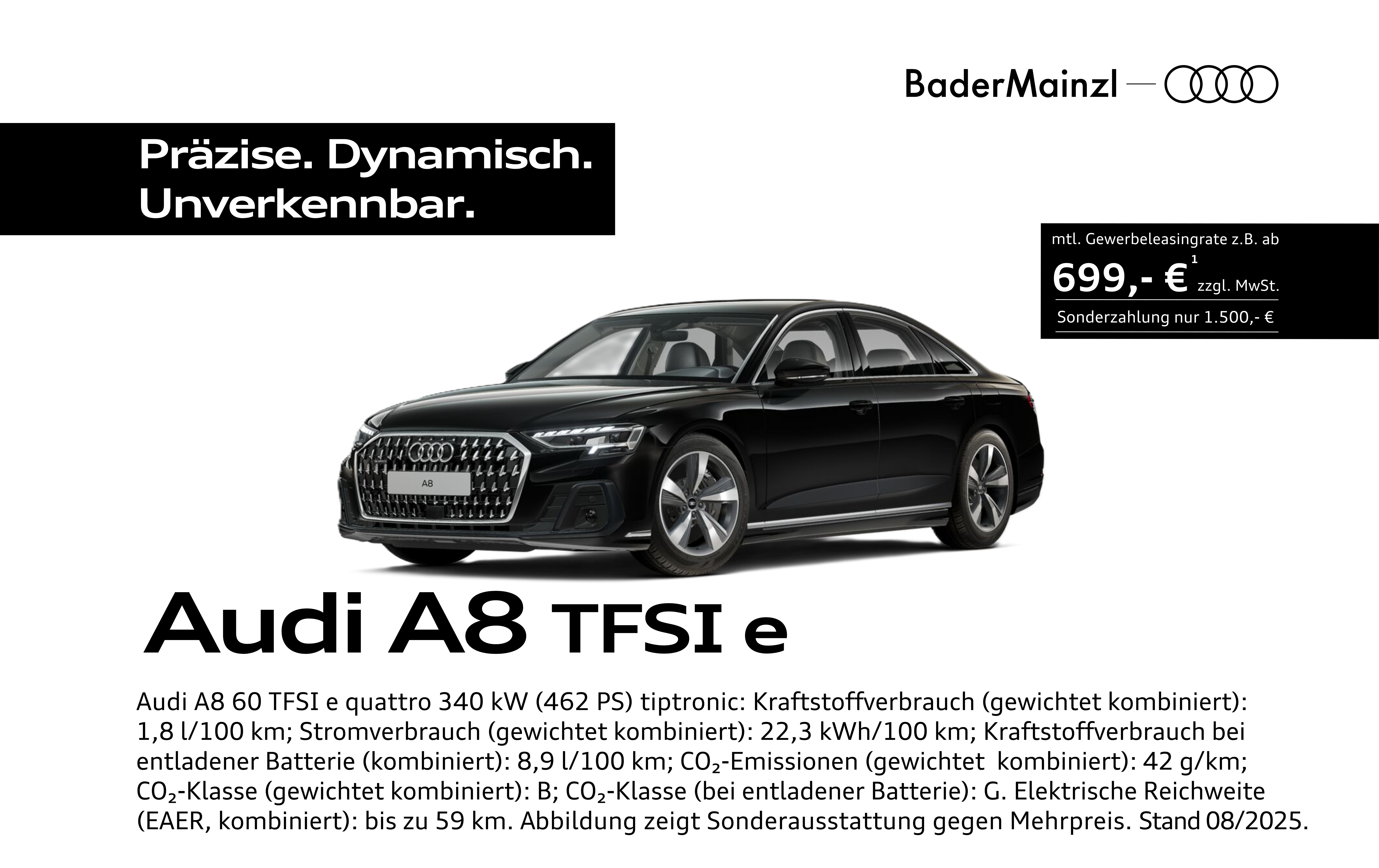 Audi A8 e-hybrid schwarz