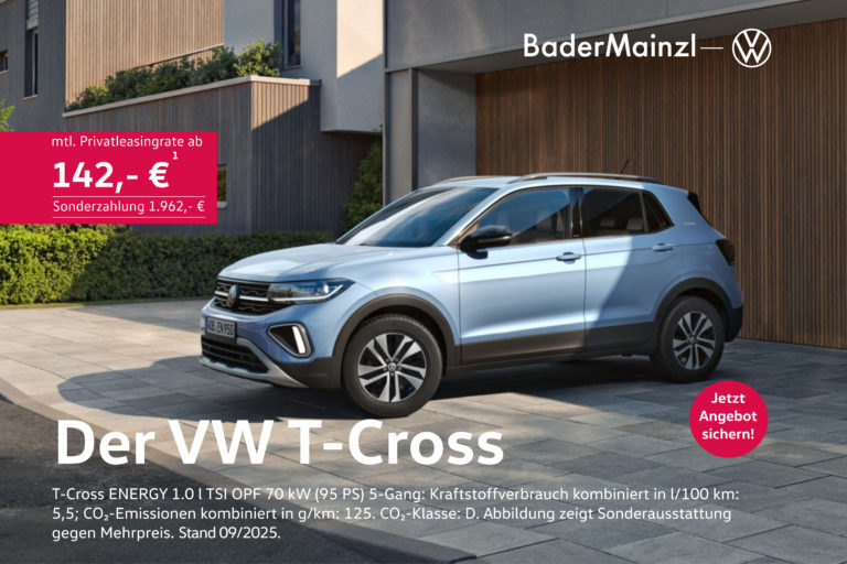 VW T Cross vor einer Garage