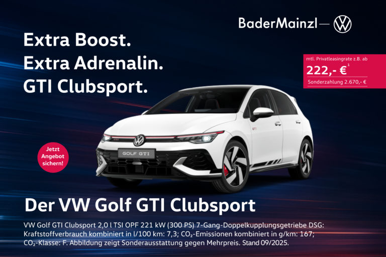 VW Golf GTI Clubsport blauer hintergrund neuwagen