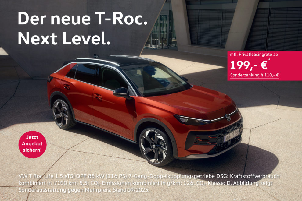 the new t roc red car parking