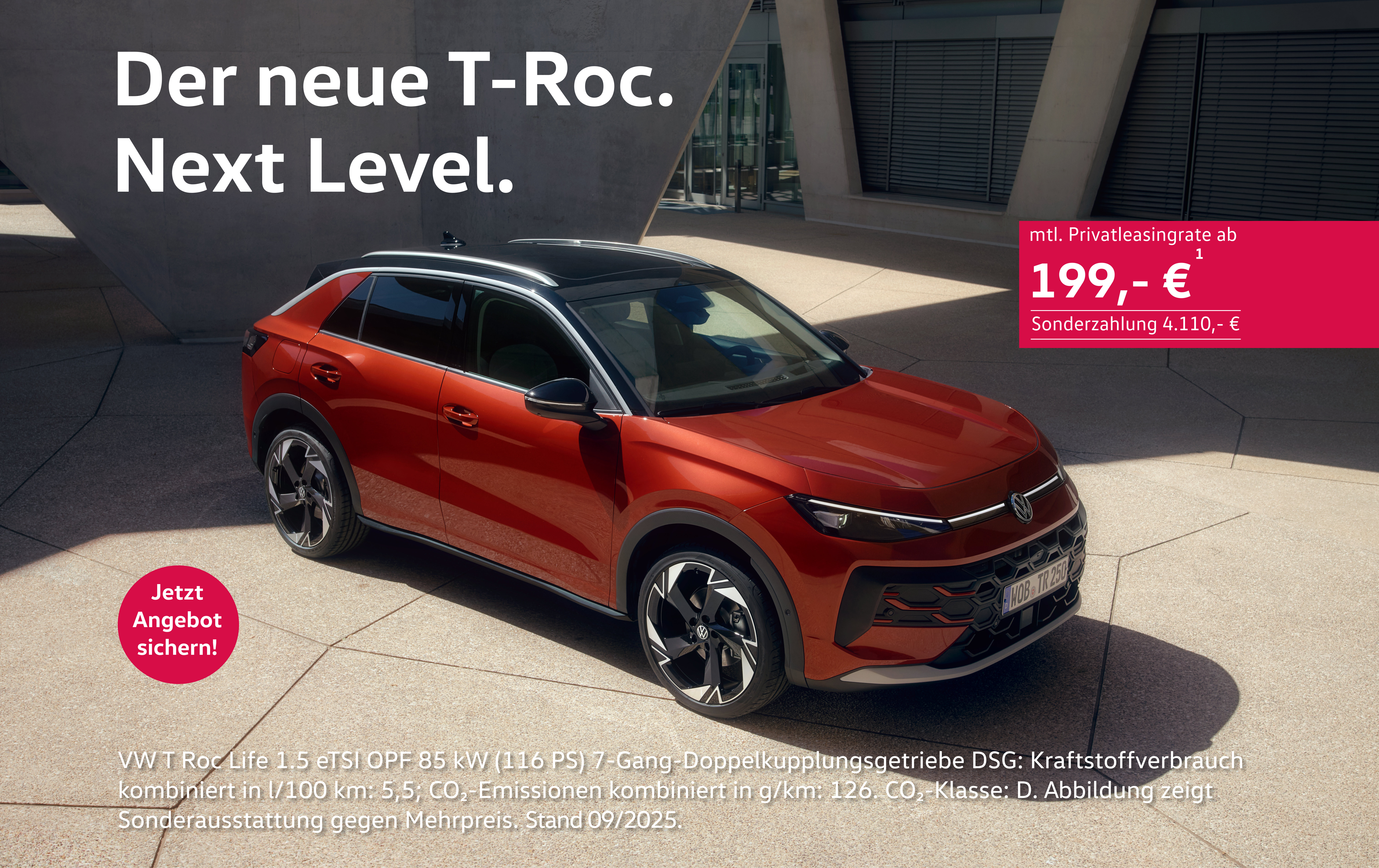 the new t roc red car parking