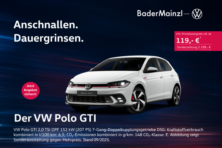 a white car on a blue background vw Polo gti