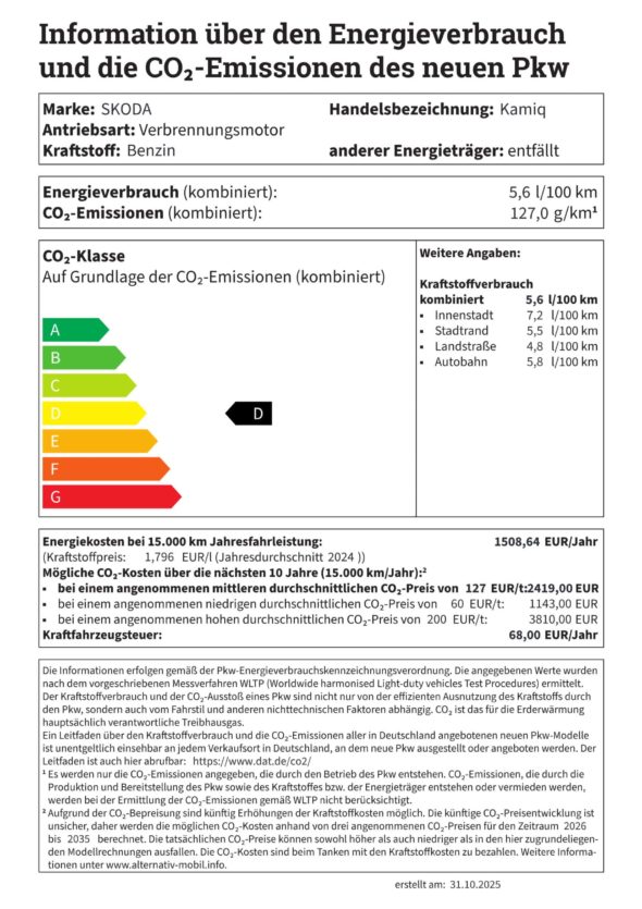 Co2-Label-Kamiq Co2-Label-Kamiq